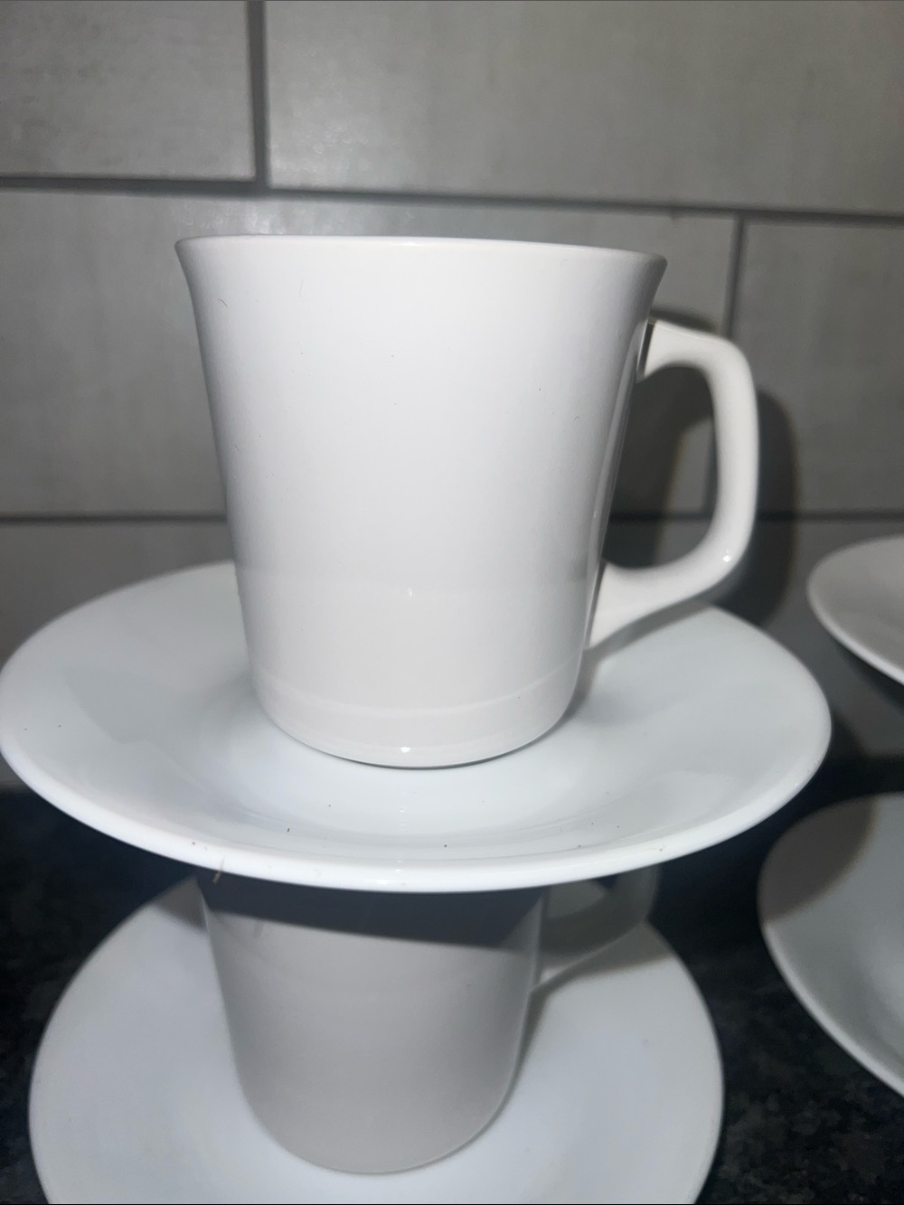Set of 3 Corelle Coordinates White Porcelain Tea/Coffee Cups & Saucers like new!